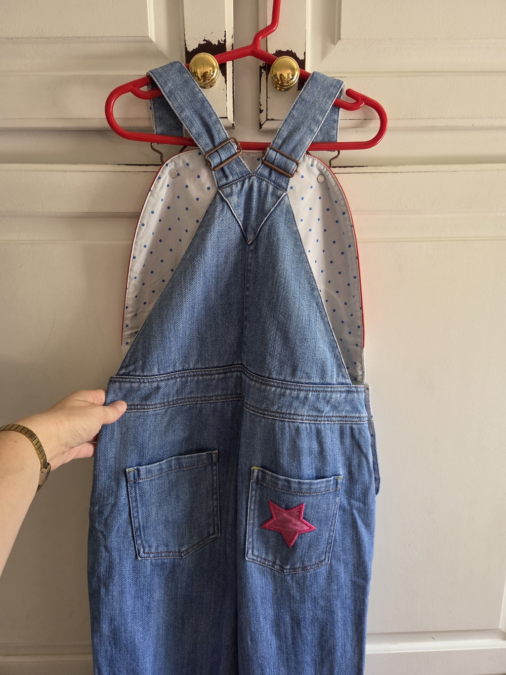 Girls Mini Boden Denim Rainbow Appliqué Overalls 11/12 - Picture 7 of 8